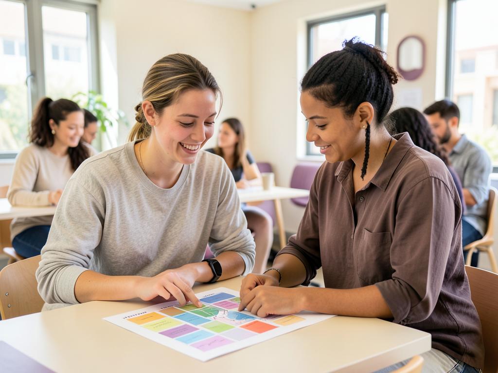 A young participant and support coordinator reviewing a support plan together
